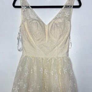 Chi Chi London Cream Floral Lace Dress